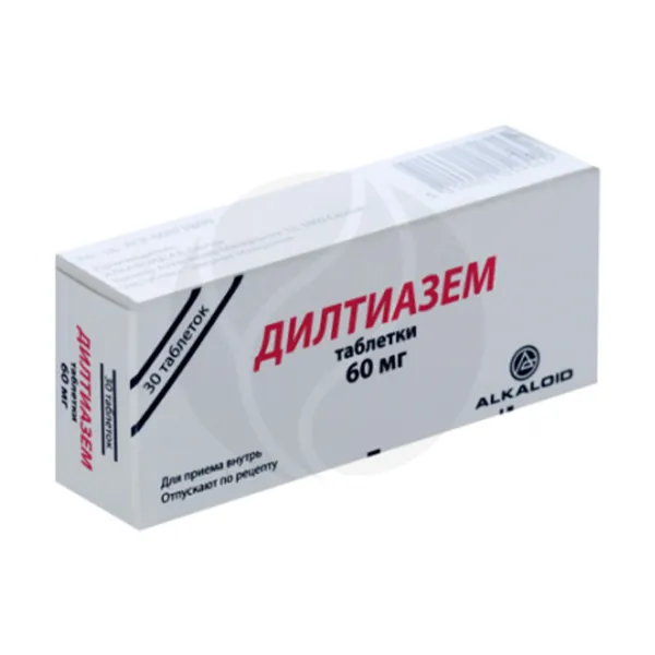Изображение товара Дилтиазем таблетки 60мг для терапии гипертензии и стенокардии, 30 шт.