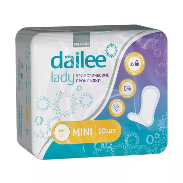 Изображение товара Прокладки урологические Dailee Lady Mini для женщин, капельное недержание, 10 шт Изображение товара Прокладки урологические Dailee Lady Mini для женщин, капельное недержание, 10 шт