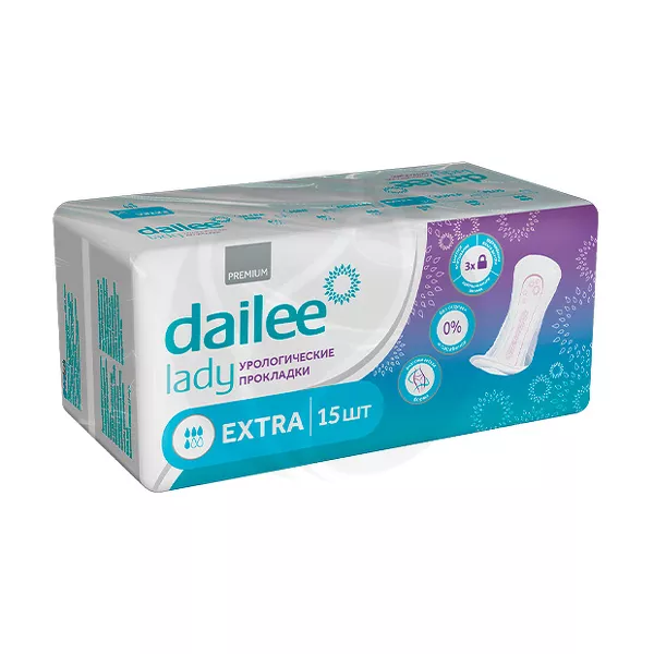 Изображение товара Урологические прокладки Dailee Lady Extra для недержания и менструации 15 шт Изображение товара Урологические прокладки Dailee Lady Extra для недержания и менструации 15 шт