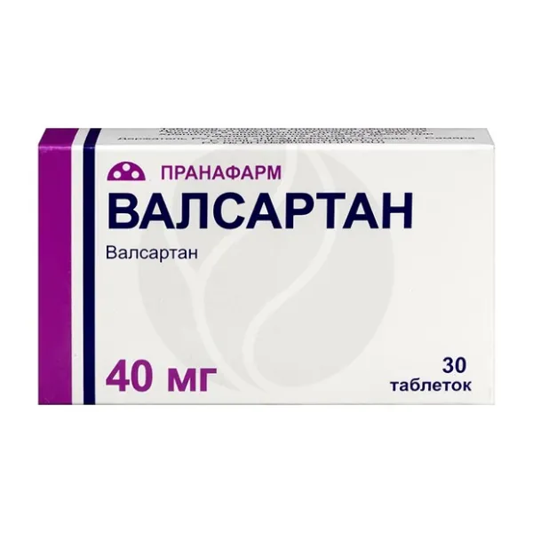 Изображение товара Валсартан таблетки покрытые п/о 40мг для лечения гипертензии Изображение товара Валсартан таблетки покрытые п/о 40мг для лечения гипертензии