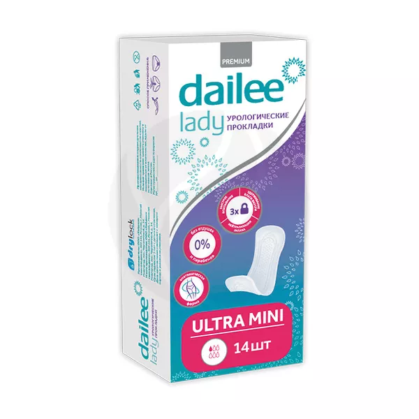 Изображение товара Dailee Lady Ultra Mini прокладки урологические, 14шт Изображение товара Dailee Lady Ultra Mini прокладки урологические, 14шт