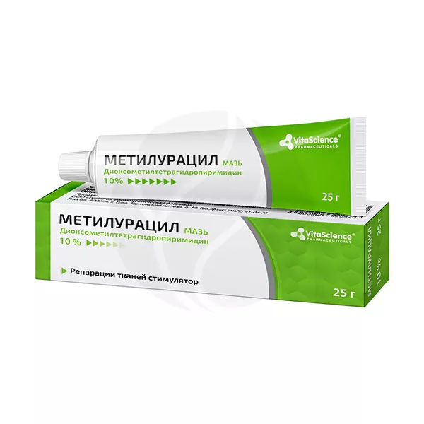 Изображение товара Мазь Метилурацил 10% для заживления ран ожогов и фотодерматита 25 г Изображение товара Мазь Метилурацил 10% для заживления ран ожогов и фотодерматита 25 г