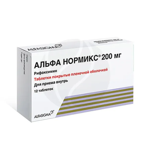 Изображение товара Альфа Нормикс таблетки покрыт. п/о 200мг, №12 Изображение товара Альфа Нормикс таблетки покрыт. п/о 200мг, №12