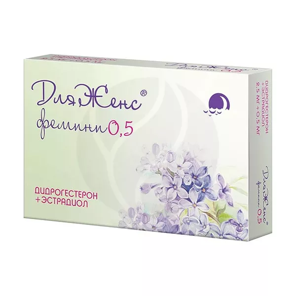 Изображение товара ДляЖенс фемини таблетки покрыт. п/о 2,5мг+0,5мг, №28 Изображение товара ДляЖенс фемини таблетки покрыт. п/о 2,5мг+0,5мг, №28