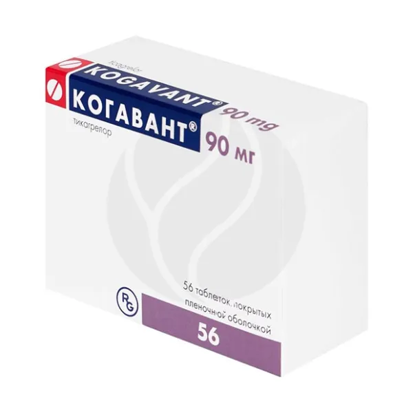 Изображение товара Когавант таблетки покрытые 90мг No56 - профилактика тромбозов и сердечно-сосудистых заболеваний