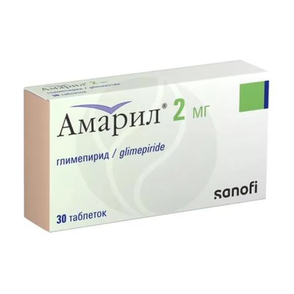 Изображение товара Амарил таблетки 2 мг №30 для контроля сахара в крови Италия Изображение товара Амарил таблетки 2 мг №30 для контроля сахара в крови Италия