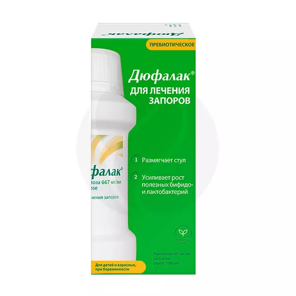 Изображение товара Дюфалак сироп 667мг/мл 1000мл для кишечника без рецепта России Изображение товара Дюфалак сироп 667мг/мл 1000мл для кишечника без рецепта России