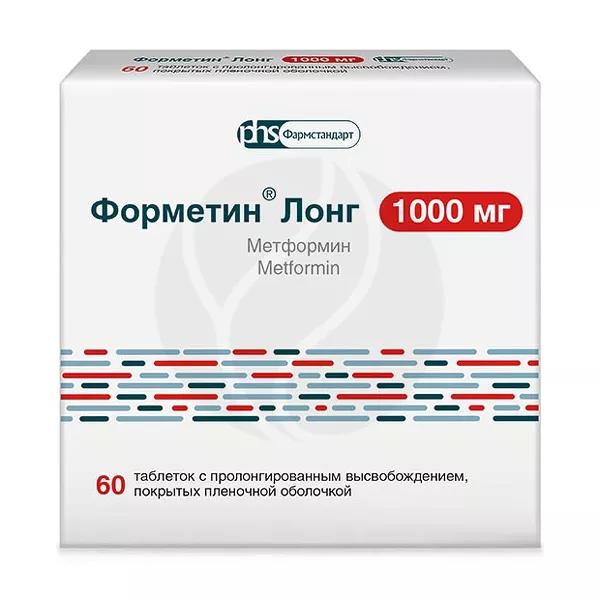 Изображение товара Форметин Лонг таблетки с пролонгированным высвобождением 1000 мг, №60 Россия Изображение товара Форметин Лонг таблетки с пролонгированным высвобождением 1000 мг, №60 Россия