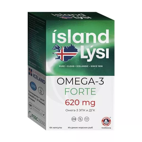 Изображение товара Lysi Омега-3 Форте капсулы 620мг, №64 Изображение товара Lysi Омега-3 Форте капсулы 620мг, №64