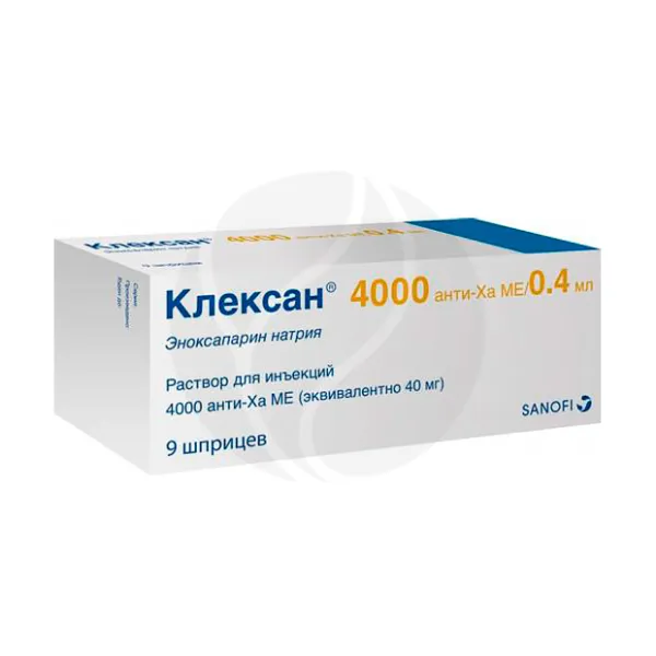 Клексан раствор д/инъекций 4000анти-Ха МЕ/0,4мл, №9 шпр.