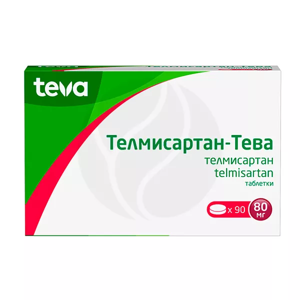 Изображение товара Телмисартан-Тева таблетки 80мг, №90 Изображение товара Телмисартан-Тева таблетки 80мг, №90