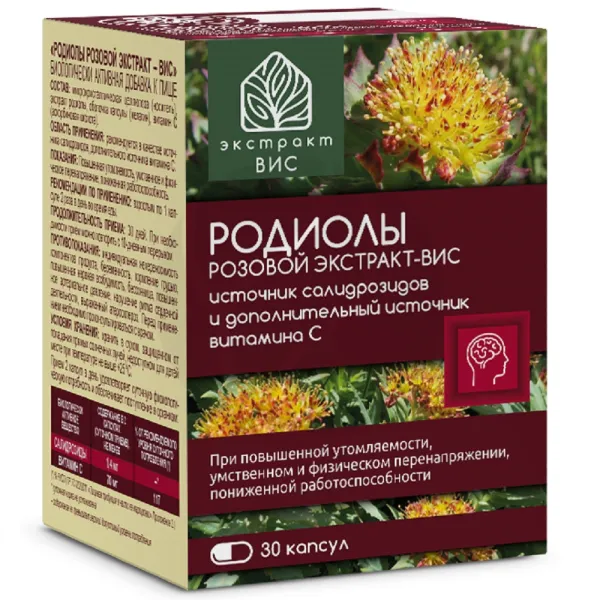 Изображение товара Экстракт ВИС Родиолы розовой экстракт капсулы, №30 Изображение товара Экстракт ВИС Родиолы розовой экстракт капсулы, №30