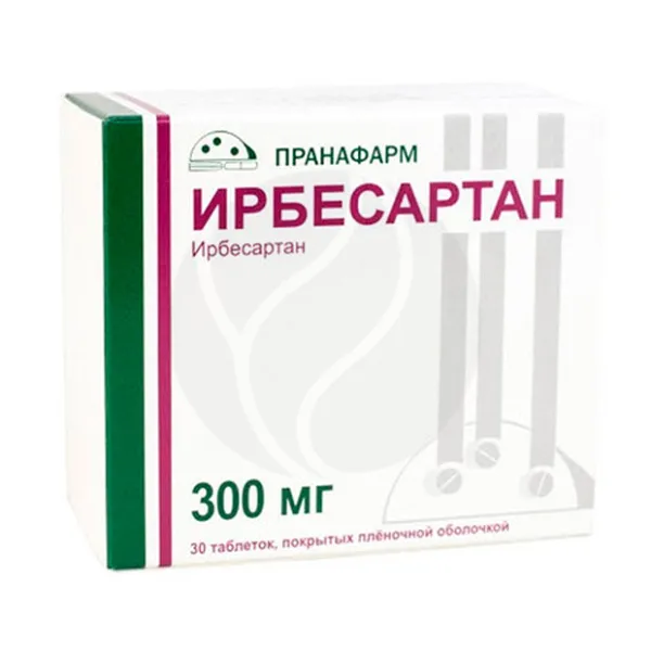 Изображение товара Ирбесартан 300мг таблетки покрытые пленочной оболочкой 30 шт Россия