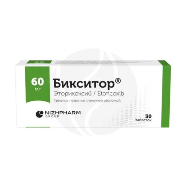 Изображение товара Бикситор 60 мг таблетки покрытые пленочной оболочкой, лечение боли и воспаления Изображение товара Бикситор 60 мг таблетки покрытые пленочной оболочкой, лечение боли и воспаления