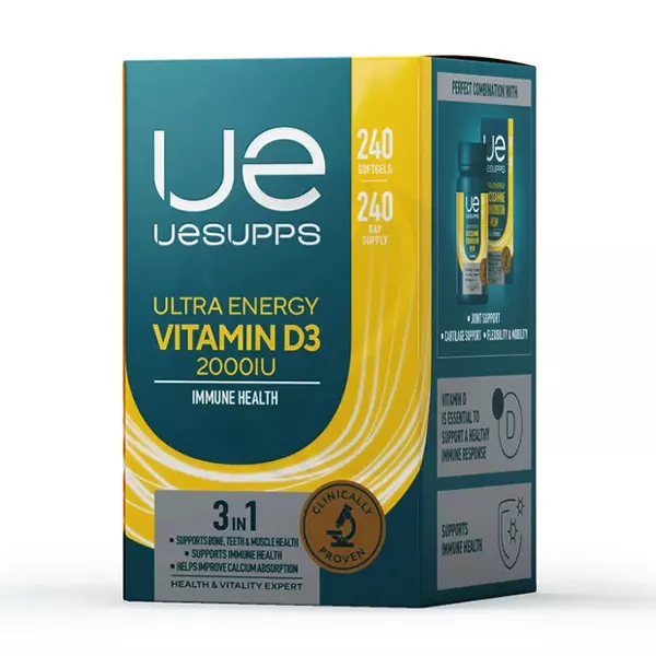 Изображение товара Uesupps Ultra Energy Витамин D3 капсулы мягкие 2000МЕ, №240 для поддержки иммунитета и костей
