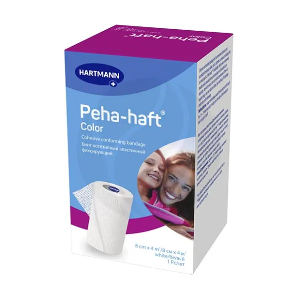 Изображение товара Когезивный эластичный фиксирующий бинт Peha-haft Color 4м x 8см, белый, Германия