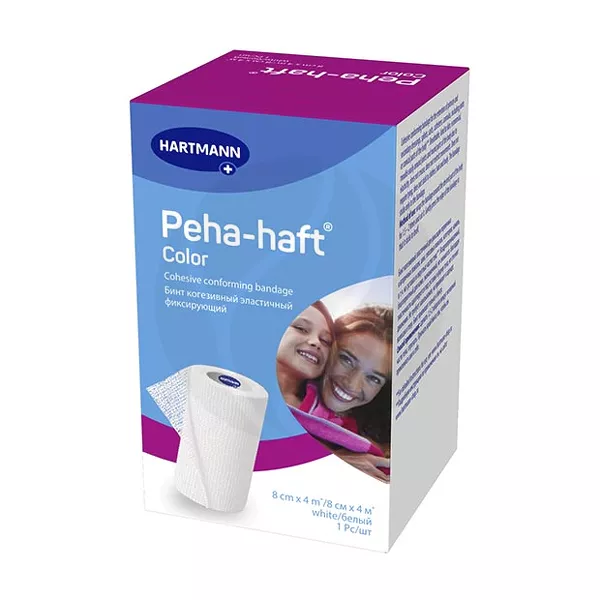 Изображение товара Когезивный эластичный фиксирующий бинт Peha-haft Color 4м x 8см, белый, Германия
