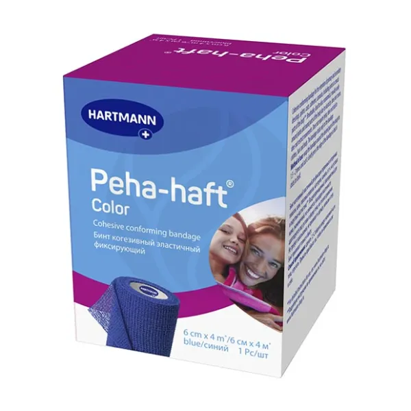 Изображение товара Эластичный фиксирующий когезивный бинт Peha-Haft Color 4м 6см синий Германия