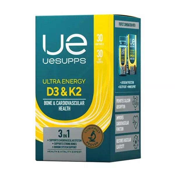 Изображение товара Uesupps Ultra Energy D3 + K2 - капсулы, 30 шт Изображение товара Uesupps Ultra Energy D3 + K2 - капсулы, 30 шт