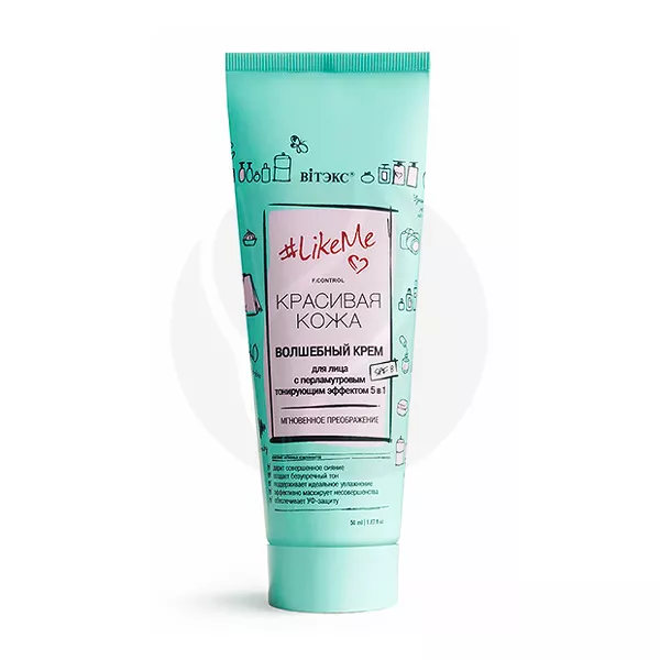 Изображение товара Вiтэкс LikeMe Красивая кожа крем для лица волшебный с перламутровым тонирующим эффектом 5 в 1 SPF 8, 50мл Изображение товара Вiтэкс LikeMe Красивая кожа крем для лица волшебный с перламутровым тонирующим эффектом 5 в 1 SPF 8, 50мл