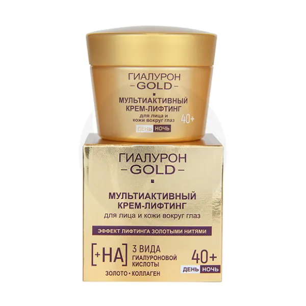 Изображение товара Вiтэкс Гиалурон Gold крем-лифтинг мультиактивный для лица и кожи вокруг глаз день/ночь, 45мл