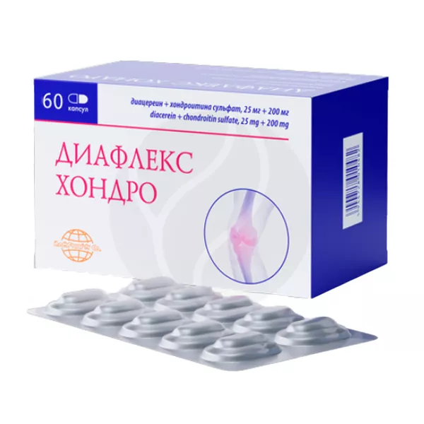 Изображение товара Диафлекс Хондро капсулы 25мг+200мг, №60 Изображение товара Диафлекс Хондро капсулы 25мг+200мг, №60