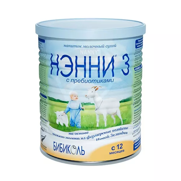 Изображение товара Нэнни 3 смесь молочная сухая с пребиотиками на основе козьего молока (12+мес), 400г