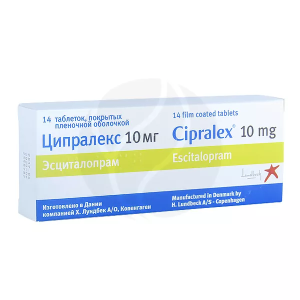 Изображение товара Ципралекс таблетки п/о 10мг, №14 Изображение товара Ципралекс таблетки п/о 10мг, №14