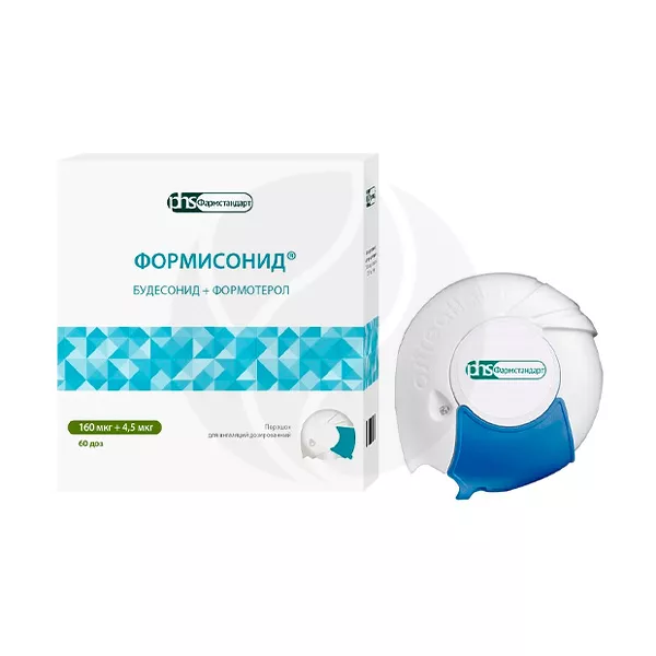 Изображение товара Формисонид порошок для ингаляций 160 мкг + 4,5 мкг 60 доз Изображение товара Формисонид порошок для ингаляций 160 мкг + 4,5 мкг 60 доз