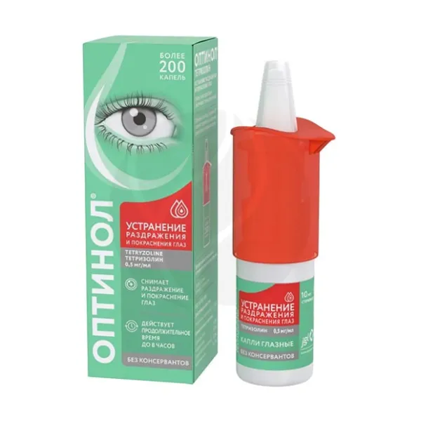 Изображение товара Оптинол Тетризолин капли глазные 0,5мг/мл 10мл без рецепта