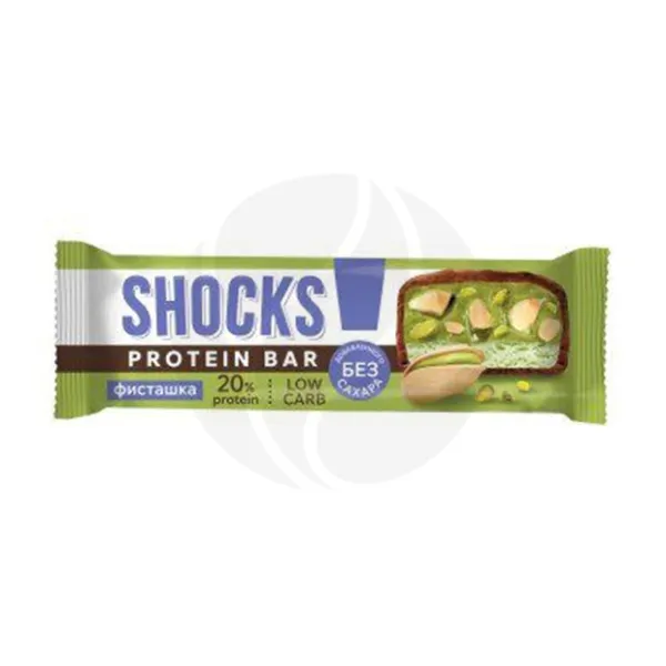 Изображение товара Fitness Shock Shocks батончик фисташка, без сахара, 50г