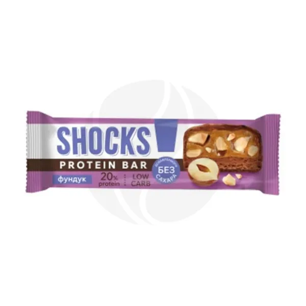 Изображение товара Fitness Shock Shocks батончик фундук, без сахара, 50г
