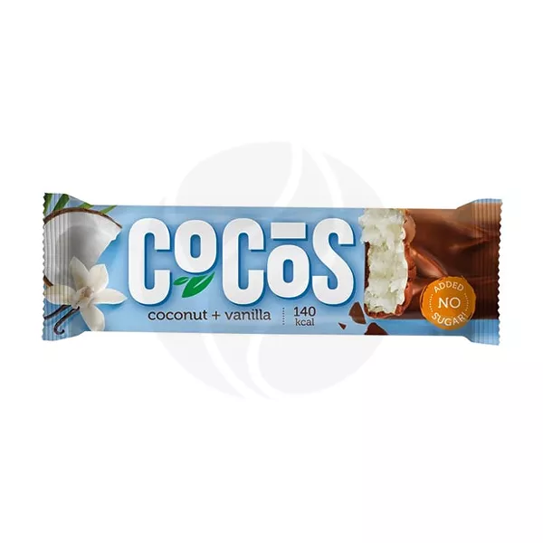 Изображение товара Fitness Shock Cocos батончик кокос и ваниль, без сахара, 35г Изображение товара Fitness Shock Cocos батончик кокос и ваниль, без сахара, 35г