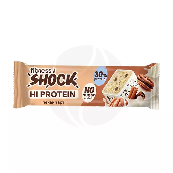 Изображение товара Fitness Shock Hi protein батончик пекан тарт, без сахара, 40г Изображение товара Fitness Shock Hi protein батончик пекан тарт, без сахара, 40г