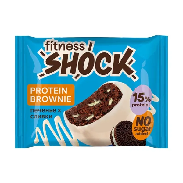 Изображение товара Fitness Shock Брауни печенье и сливки, без сахара, 50г