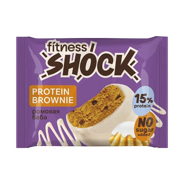 Изображение товара Fitness Shock брауни ромовая баба, без сахара, 50г