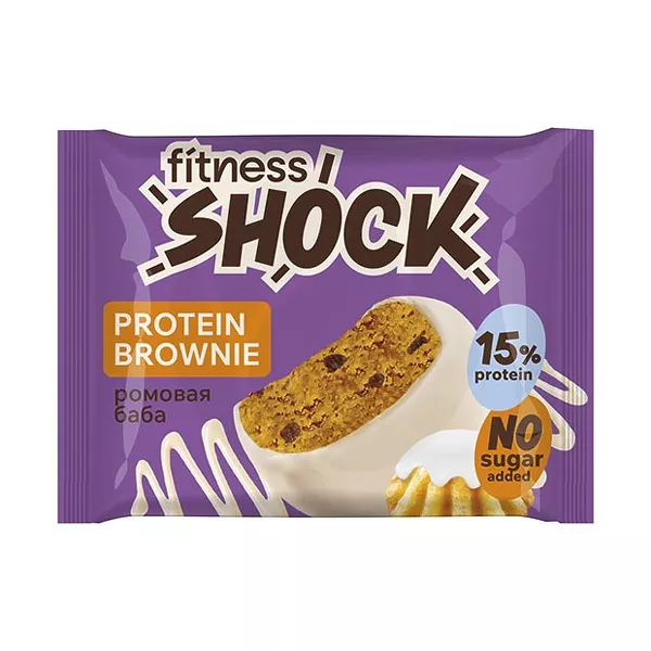 Изображение товара Fitness Shock брауни ромовая баба, без сахара, 50г Изображение товара Fitness Shock брауни ромовая баба, без сахара, 50г