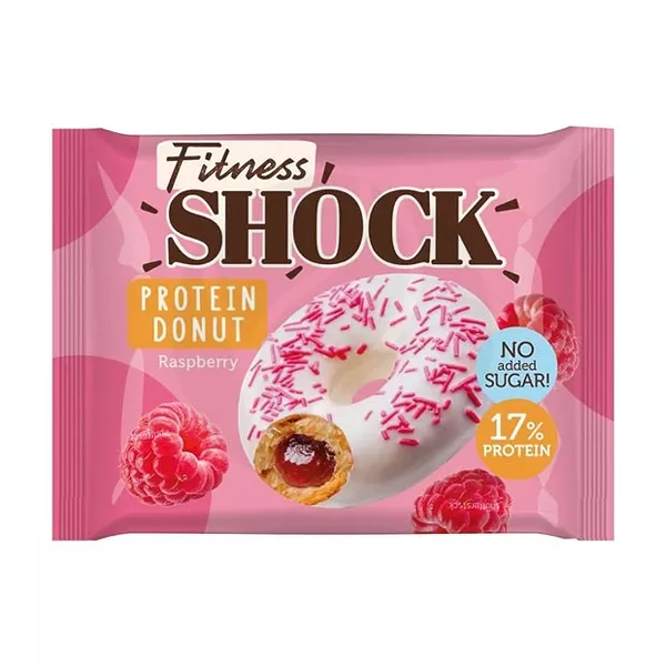 Изображение товара Фитнес-донат Fitness Shock с малиной без сахара 70г природный источник протеина Изображение товара Фитнес-донат Fitness Shock с малиной без сахара 70г природный источник протеина