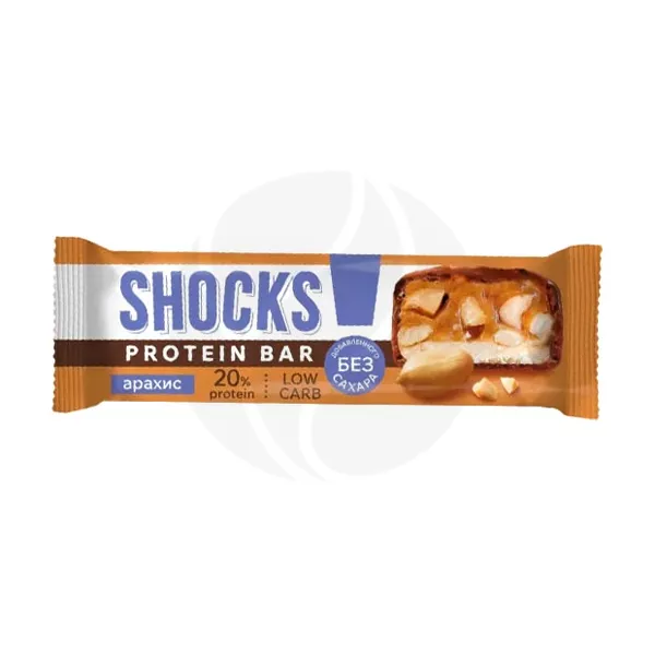 Изображение товара Fitness Shock Shocks батончик арахис без сахара 50г - полезный перекус для спортсменов Изображение товара Fitness Shock Shocks батончик арахис без сахара 50г - полезный перекус для спортсменов