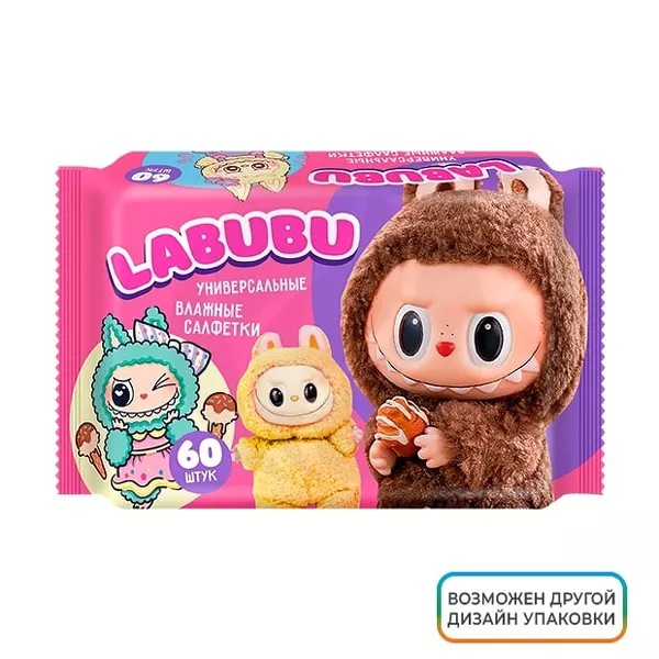 Изображение товара Labubu Влажные универсальные салфетки 60 шт в ассортименте для ухода и гигиены Изображение товара Labubu Влажные универсальные салфетки 60 шт в ассортименте для ухода и гигиены