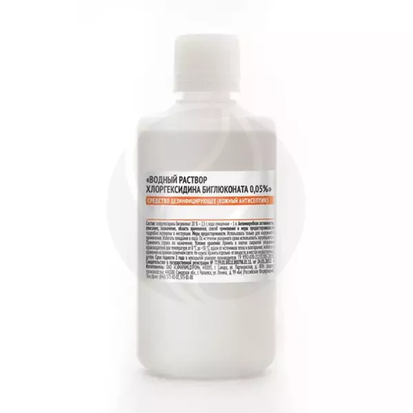 Изображение товара Раствор водный Хлоргексидин биглюконат 0.05% 100 мл для дезинфекции Изображение товара Раствор водный Хлоргексидин биглюконат 0.05% 100 мл для дезинфекции