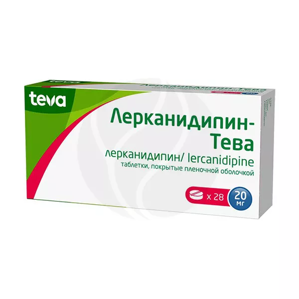 Изображение товара Лерканидипин Тева таблетки покрыт. п/о 20мг, №28 Изображение товара Лерканидипин Тева таблетки покрыт. п/о 20мг, №28