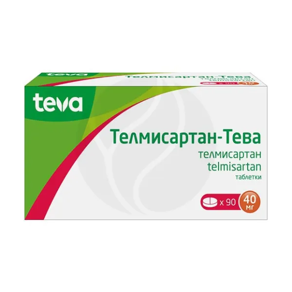 Изображение товара Телмисартан-Тева таблетки 40мг, №90 Изображение товара Телмисартан-Тева таблетки 40мг, №90