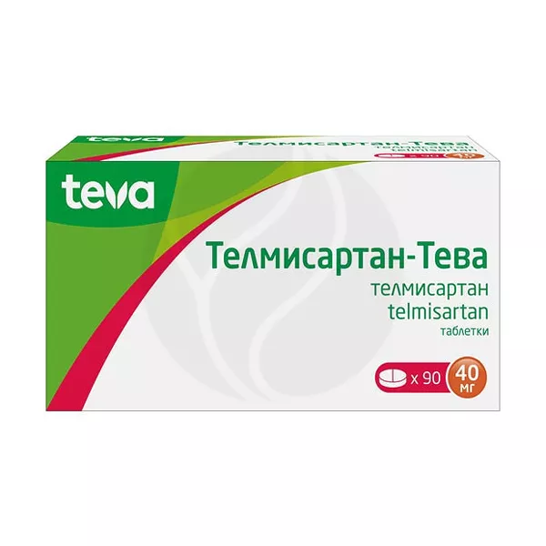 Изображение товара Телмисартан-Тева таблетки 40мг, №90 Изображение товара Телмисартан-Тева таблетки 40мг, №90