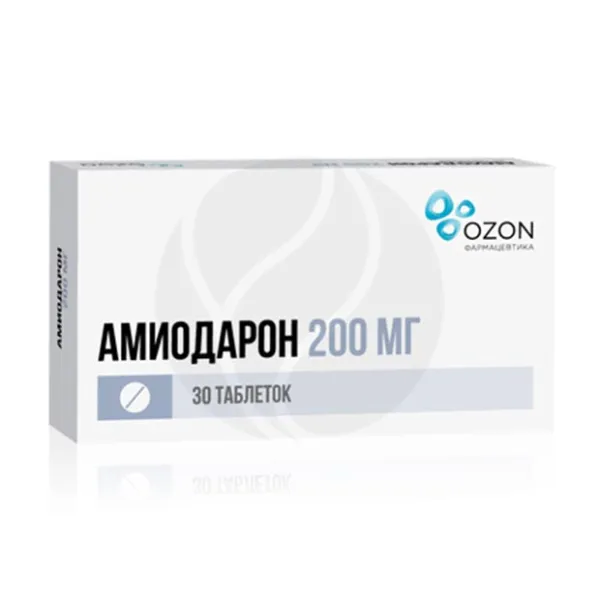 Изображение товара Амиодарон таблетки 200мг, №30 - антиаритмическое средство для сердца Изображение товара Амиодарон таблетки 200мг, №30 - антиаритмическое средство для сердца