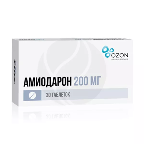 Изображение товара Амиодарон таблетки 200мг, №30 - антиаритмическое средство для сердца Изображение товара Амиодарон таблетки 200мг, №30 - антиаритмическое средство для сердца