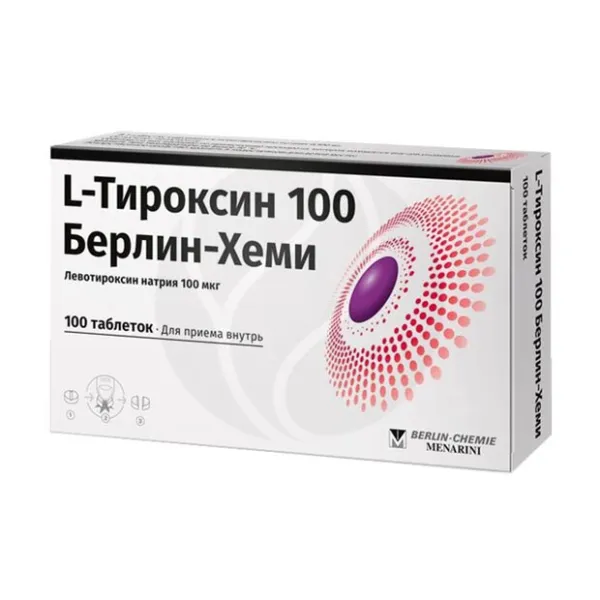 Изображение товара Л-Тироксин 100 Берлин-Хеми таблетки 100мкг для лечения щитовидной железы