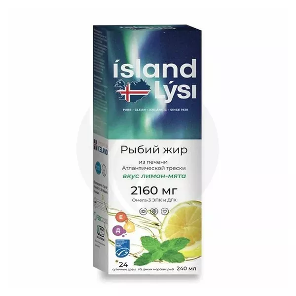 Изображение товара Lysi Рыбий жир жидкость со вкусом лимон-мята 240 мл для иммунитета и здоровья Изображение товара Lysi Рыбий жир жидкость со вкусом лимон-мята 240 мл для иммунитета и здоровья