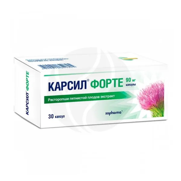 Изображение товара Карсил Форте капсулы 90мг 30 штук для поддержки печени и здоровья