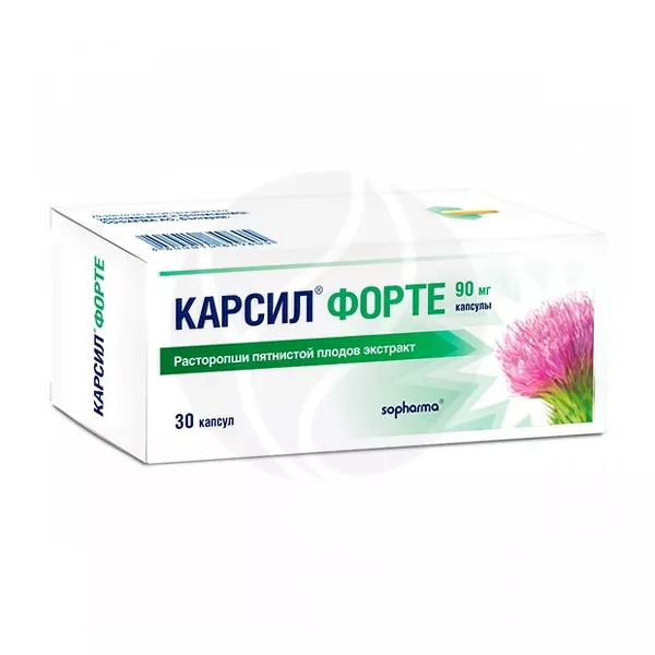 Изображение товара Карсил Форте капсулы 90мг, №30 Изображение товара Карсил Форте капсулы 90мг, №30